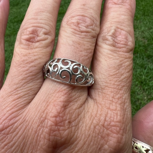 Sterling Silver Open Scroll & Swirl Ring - Picture 4 of 17